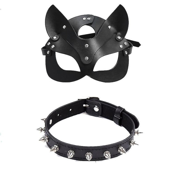 Leksaker Mask Kvinnor Cosplay Cat Svarta Masker Med Sexiga Halsband Tillbehör