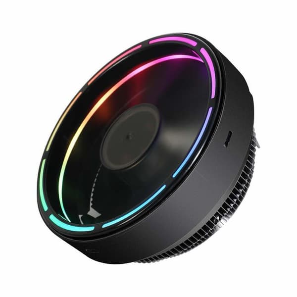 1 CPU-vifte, RGB LED-ring, aluminiumsfinner, kobberbase, for stasjonær datamaskin.