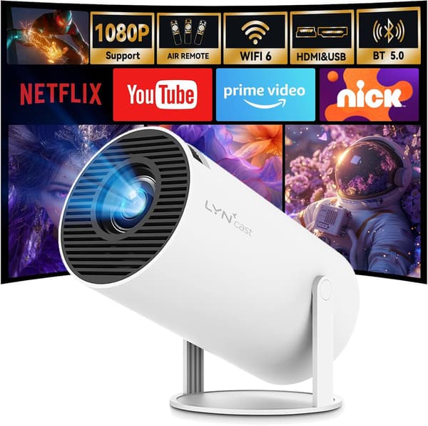 Portable 180° Rotatable Projector with Android 11 and WiFi lumecube 003 white