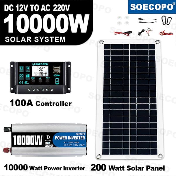 6000W 100A 220V Solcellepanel Kit Komplett Solenergigenerator Hjemmenett SystemAe