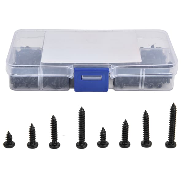 300 pcs Self-Tapping Screws Phillips Countersunk Head Assortment Kit Carbon Steel M3 Black