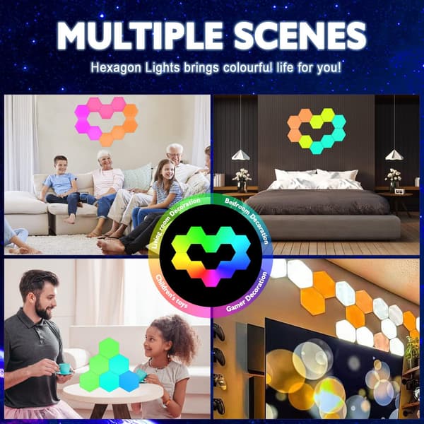 Hexagonlamper, Hexagon Væglamper, Hexagon LED-lampe med APP C