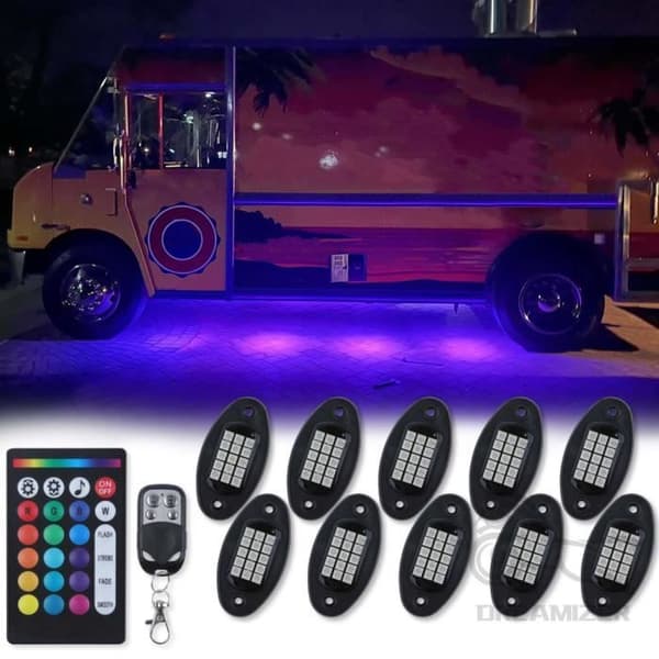 Underglow Neon Belysningssett - Lastebil - Fjernkontroll - 10 Terminaler - 10 Pader