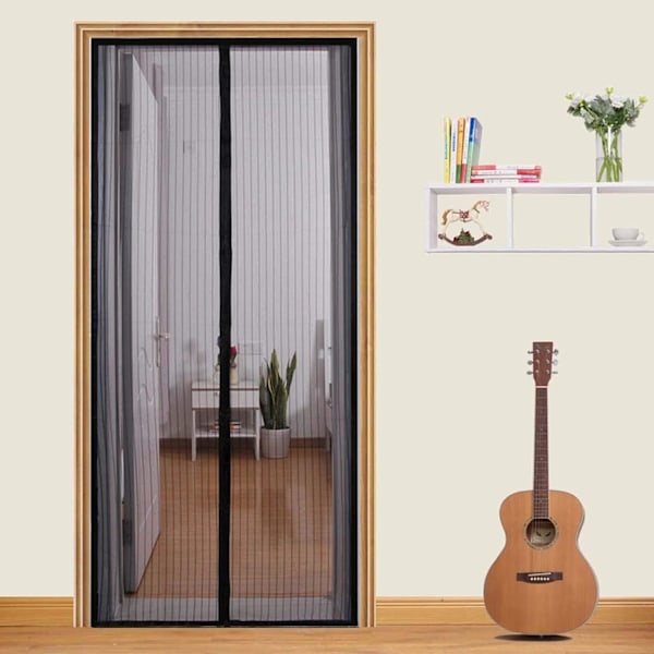 Magnetisk myggenet til dør, myggenet paraventuras, mesh gardin, foldbar skydedør Blanco- 100x210