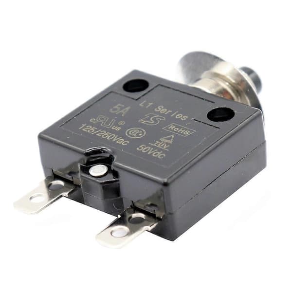 1X 5A effektbryter 12V/24V knapp tilbakestillbar termisk effektbryter panelmontering med vanntett Black