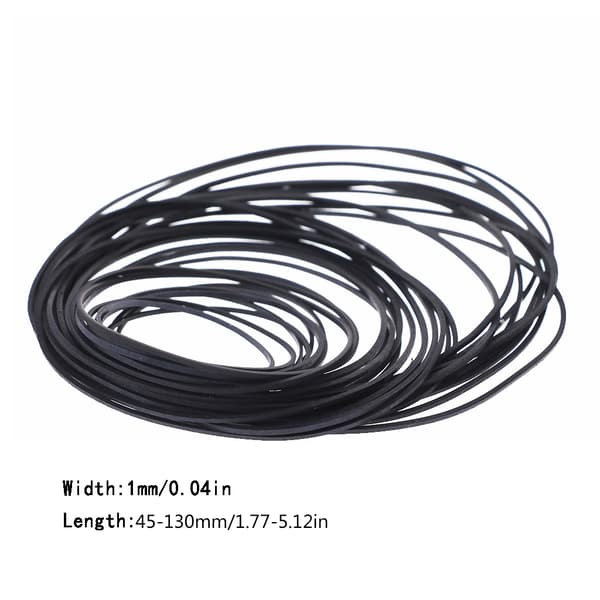 Flat Drive Belt Turntable Rubber Belt for LP Vinyl Turntable Phono 25pcs