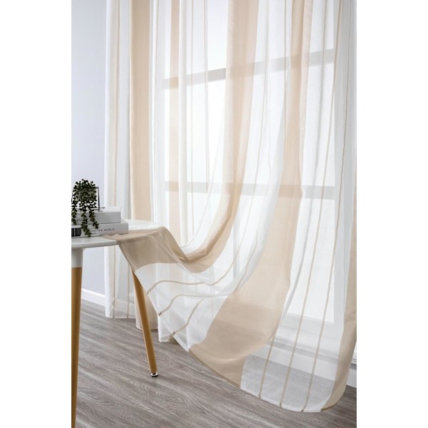 Tyllgardiner, Mörkläggningsgardiner för vardagsrum, 2 stycken, Värmeisolerande gardiner mot kyla och värme för sovrum med öljetter Ljusgrå Beige 140X260CM