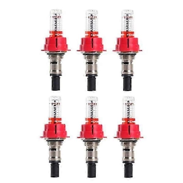 6 stk. flowmåler til gulvvarmefordeler, visuel flowovervågningsregulator til gulvvarmesystemer (1/2) Red