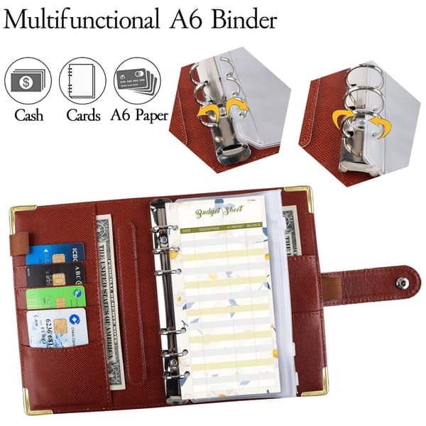 A6 Leopardprint PU-læder Budget Binder Organizer 360