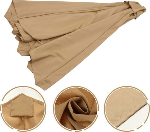 Rund udskiftningsdug til parasol, 3 x 3 m, 8 ribber til hængeparasol - Khaki