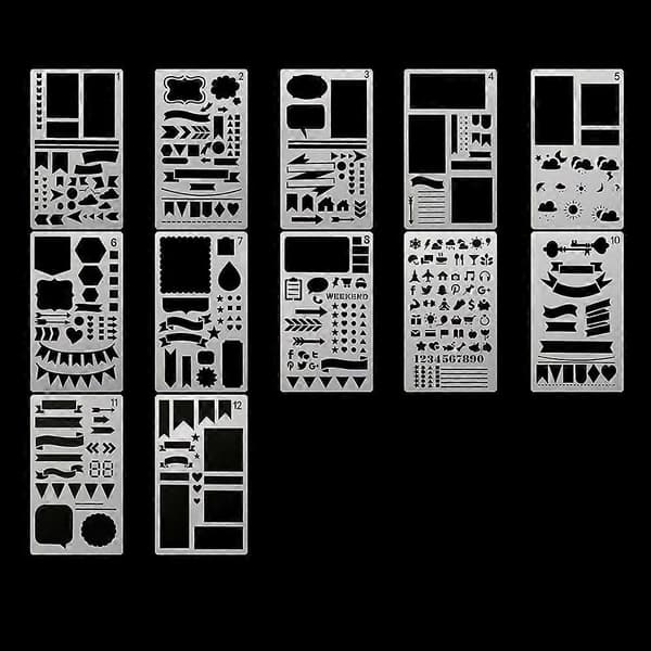 Junk Journaling Stencil Sæt Skabelon Geometri Form Planlægger Stencil Scrapbooking Stencils til Maling og Indretning 1-30