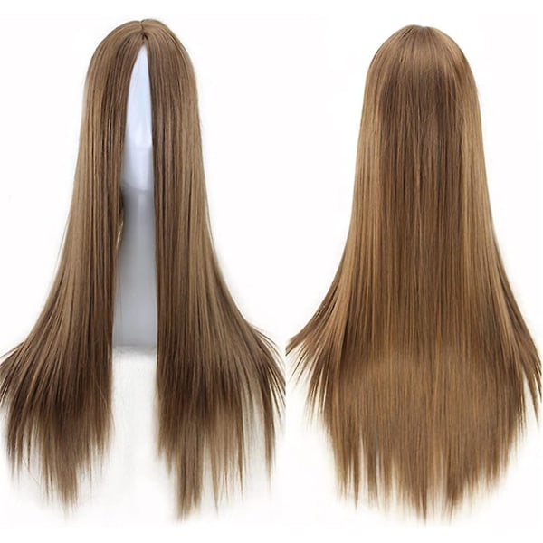 29,5" 75 cm långa ljusbruna peruker för kvinnor långa raka syntetiska ljusbruna