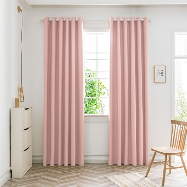 Mørklægningsgardiner til soveværelse og stue, 1 panel polyester med sort bagside (flere farver) gris W132 x H213cm+Grommet Top
