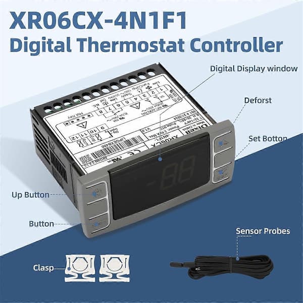 XR06CX-4N1F1 Temperaturkontrollere, Programmerbar Digital Termostat med Sensorprobe