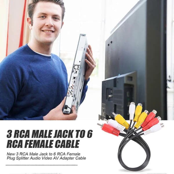 3 RCA hanstik til 6 RCA hunstik splitter lyd video AV adapterkabel