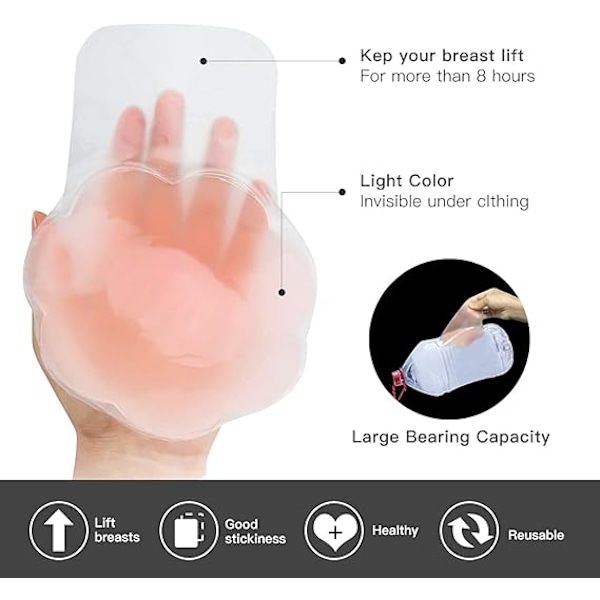 Parit 12cm Anti-Bump Näkymättömät Nännitarra Yksiosainen Kiristysnyöri Nostava, Keräävä ja Vetävä Silikoninen Rintatarra, Anti-Dazzle, Sa