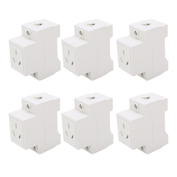6 st Modular Socket Guide Rail Power Socket 3 Hole 250V Industrial Power Socket for Electrical Appliance AC30‑103 10A