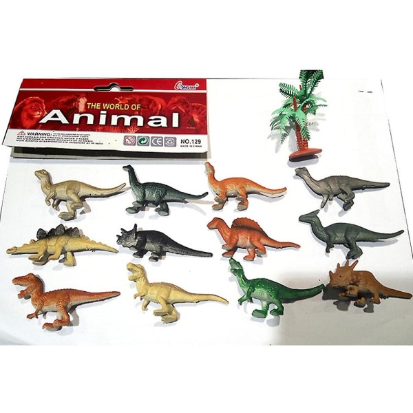 12st Mini Plast Dinosaurie Djur Insekter Figurer Pedagogiska presenter Leksaker För Barn Tårta Topper Dekoration Dinosaur
