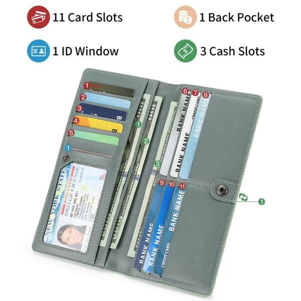 XJYDNCG Damplånbok Lång - RFID-blockering - Brun