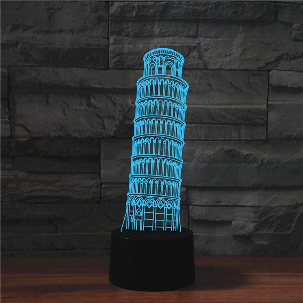 Paris lutande torn Form 3D Färgglad LED Vision Light Bordslampa Touch Laddningsversion