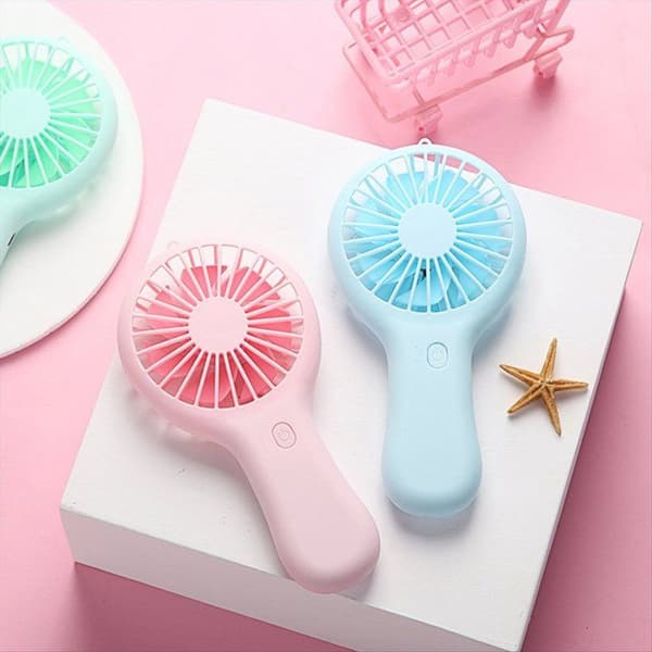 Mini bærbar blå ventilator, USB genopladelig ventilator til kontor, sovesal, studerende, gave, lang batterilevetid
