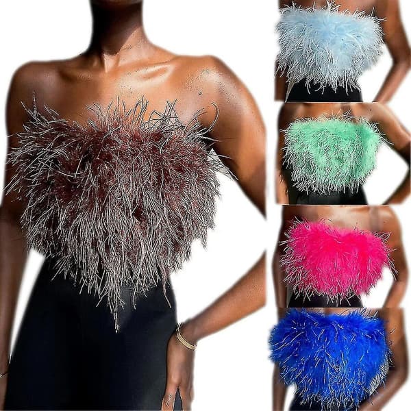 Kvinders moderigtige fluffy multifarvede top-L
