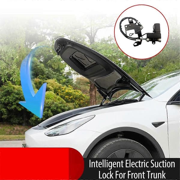 Electric front trunk soft-close lock for Model 3