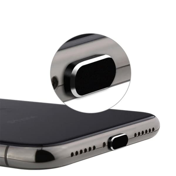 4 kpl Pölysuojia iPhone 12 -sarjan USB:lle - Musta 4 kpl