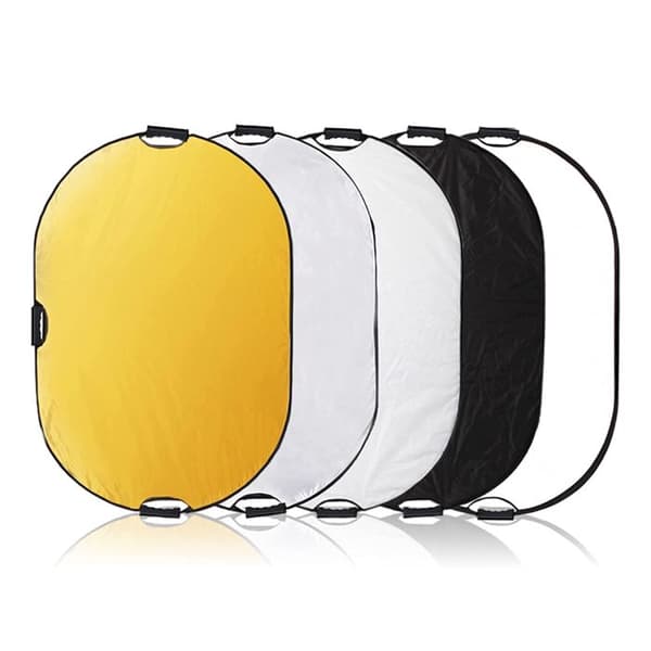 5-i-1 Oval Reflektor 80 x 120 cm Bärbar Vikbar Reflektor Guld/Silver/Vit/Svart/Klar för Utomhusbelysning