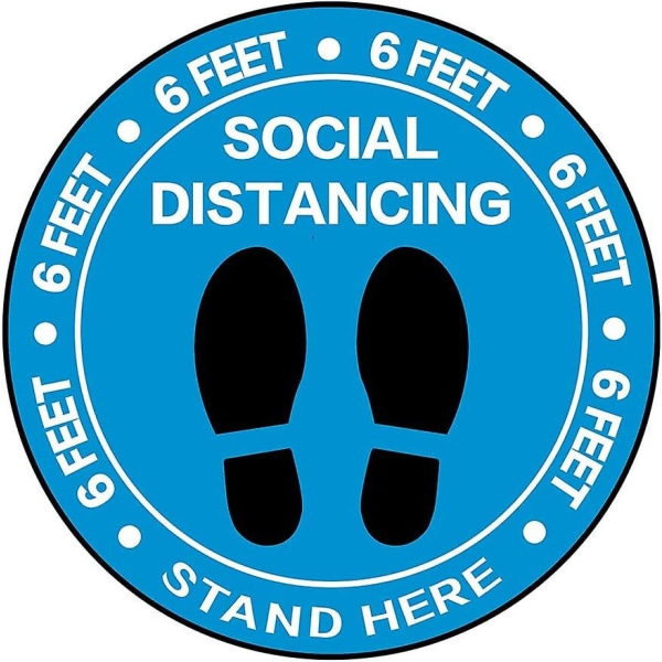 Socialt distanserande golvdekaler - 30-pack 8" blå stativgolvdekal - vänta här teckenavstånd på 6 fot Specialiserade klistermärken, för publiken