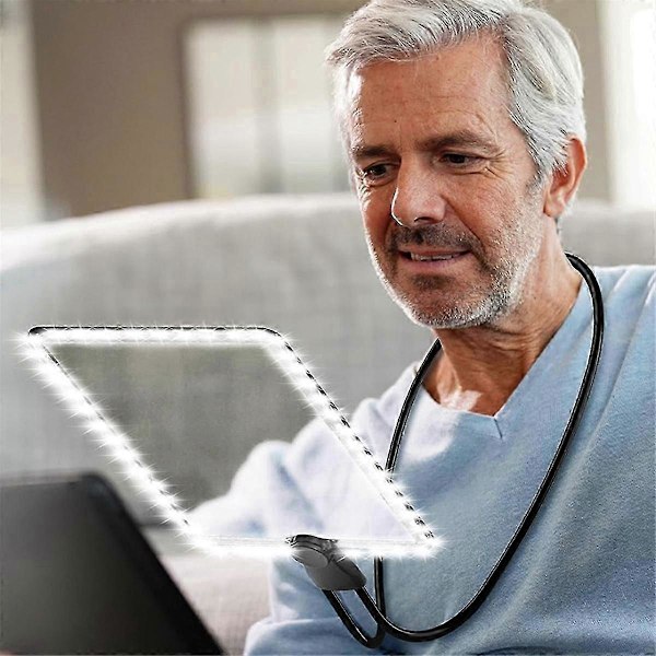 5X Handsfree Förstoringsglas med 50 LED-lampor, Svanhals Förstoringsglas för Äldre med Nedsatt Syn Black