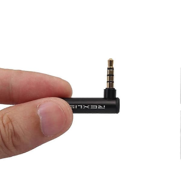 REXLIS 4 stk. 3,5 mm han til hun 90 graders retvinklet adapter lydmikrofonstik stereostikforbindelse Black