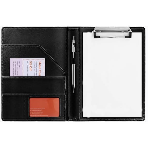 XJYDNCG A4 Dokumentholder, Clip-on Konferencemappe, Skrivebordsorganizer, Multi-rum, Til møder og arbejde - Sort