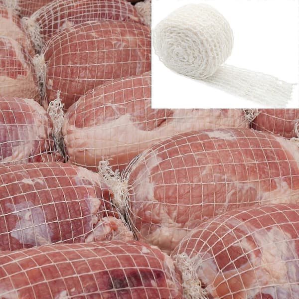 5m Elastiskt Nät Rulle för Matlagning, Rökning eller Torkning av Kött 3pack