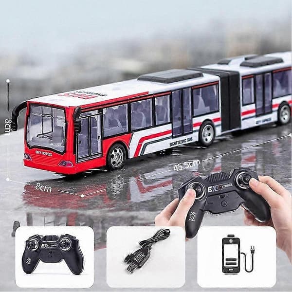 Fjernkontrollbuss med lyseffekter og dobbeltdekkerdesign for barn - Elektrisk lekebil for gutter og barn Red Double Decker