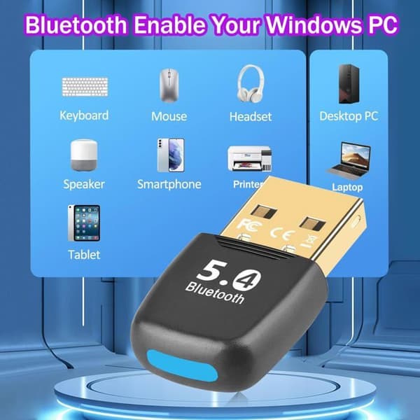 Bluetooth 5.4 Dongle, USB Bluetooth-adapter, til pc-tastatur, mus, headset, gamepad, Plug and Play under Windows 11/10/8.1/7