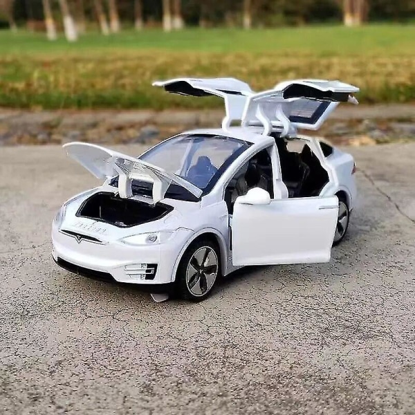 1:32 Tesla Model X Model S Legering Bilmodell Diecast Metal Simulering Leksaksfordon Bilmodell Ljud Ljussamling Barngåva Ingen låda model x white