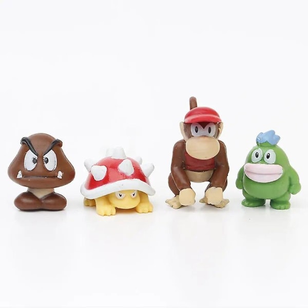 12st/24st/48st Super Mario Bros Actionfigurer Kawaii Bowser Animefigur med förvaringsväska för barn Leksaker Presenter 24pcs