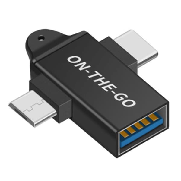 USB C til USB 3.0 OTG-omformer USB 2-i-1 Type C -OTG-adapter Black