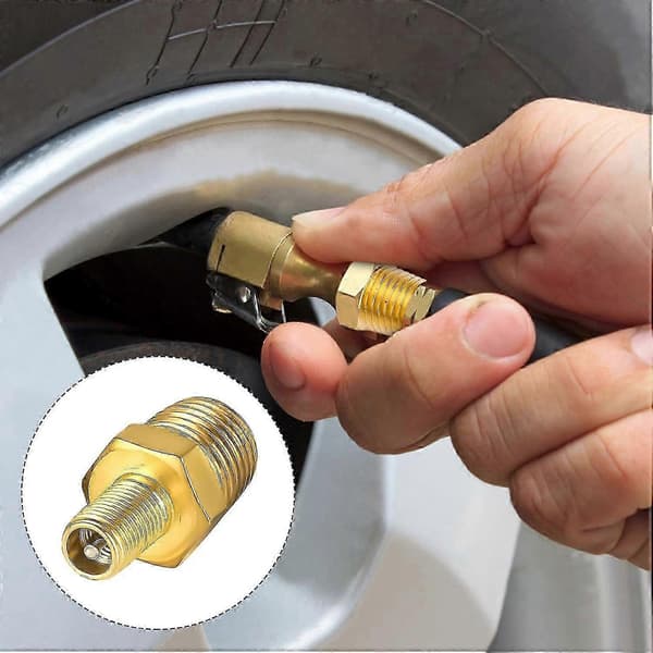 2 stk messing luftfyllingsadapter, 1/4\" NPT (M) til standardventil for Schrader (M)