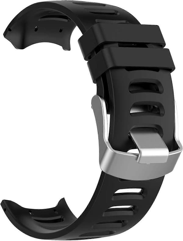 Kompatibel med Garmin Forerunner 610, blød silikonerem, rustfrit stållås (sort)