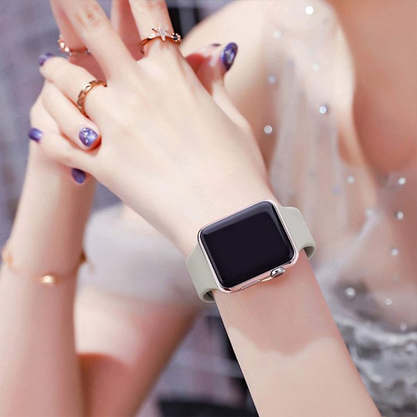 Sportband kompatibel med klocka 42-44 mm, mjuk silikonersättningsband, sportband kompatibel med iWatch Series 5/4/3/2/1, S/M, M/L-pebble