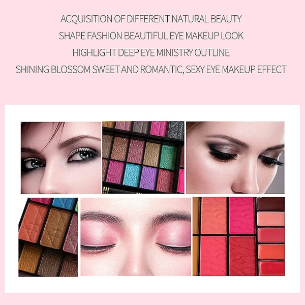 47 färger Makeup Palette Makeup Kit - Dam Makeup Set - Lip Gloss & Blush & Pressed Puder & Cotton Brush & Mascara Set