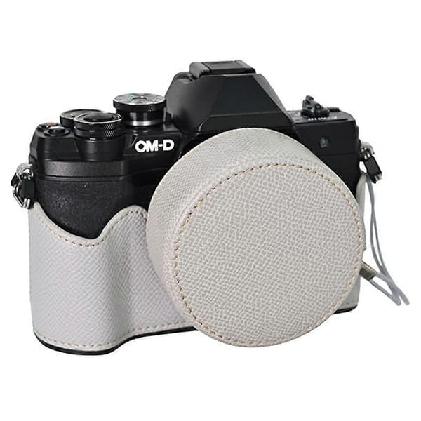 Læretui med halv kropp og objektivdeksel til Olympus OM-D E-M10 Mark IV, skulderstropp - G Multicolor Grey