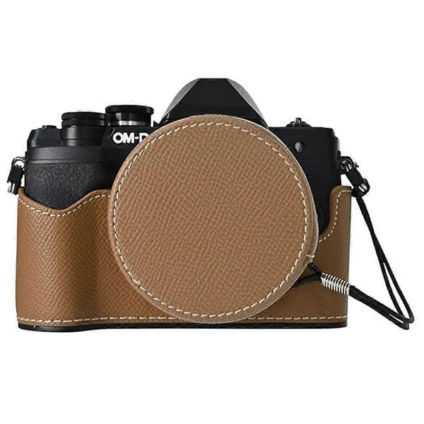 Læretui med halv kropp og objektivdeksel til Olympus OM-D E-M10 Mark IV, skulderstropp - G Multicolor Khaki