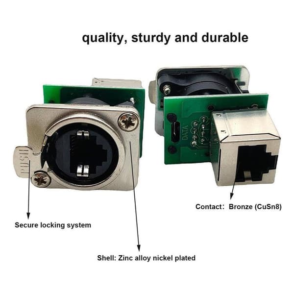 20 stk. Ethercon RJ45 chassisuttak, Ethercon NE8FDP gjennomkobling, RJ45 Cat5 serie D panelmontert uttak