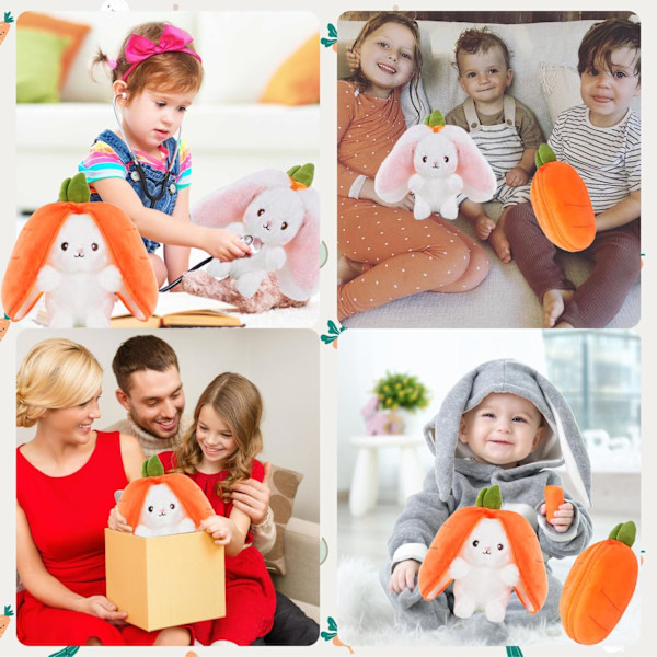 Påskehare Plysj, Reversibel Hare Plysjleke, Gulrot Kanin Kosedyr, Gulrot Jordbær Hare, Fylt Påskehare, Påskegaver til Gutter Gi M6