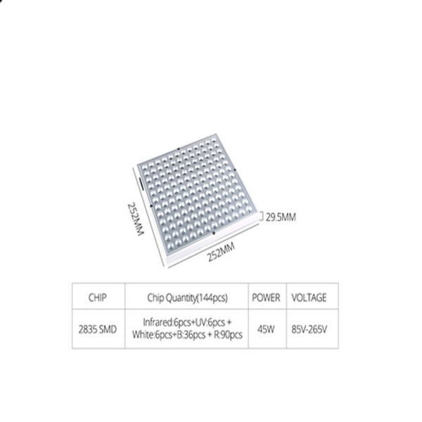 Lampa 45W 144LEDs Full Spectrum Plant Lighting Fitolampy För växter Blommor Odling Fröplantor Växande lampor LED Grow Light AC85-265V UK