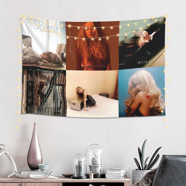 WUGXCOLL Sabrina Carpenter Seinävaate Seinäkoriste Opiskelija-asunnon Seinätaide Lippu Juhlakoriste Banneri Tausta Kodin Sisustus Makuuhuoneeseen Ja Olohuoneeseen Color1 60x40in