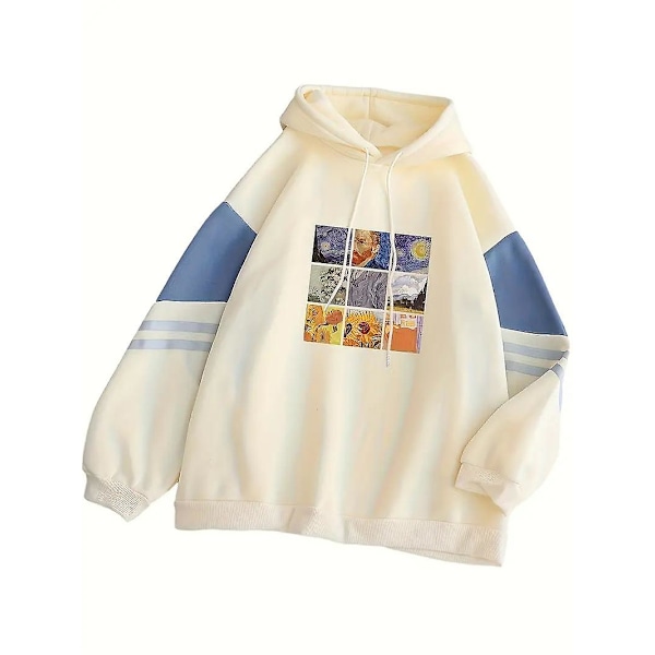 Huva Tröja Lös Dragsko Hoodie Långärmad Fleece Tjockad Tröja Apricot XL